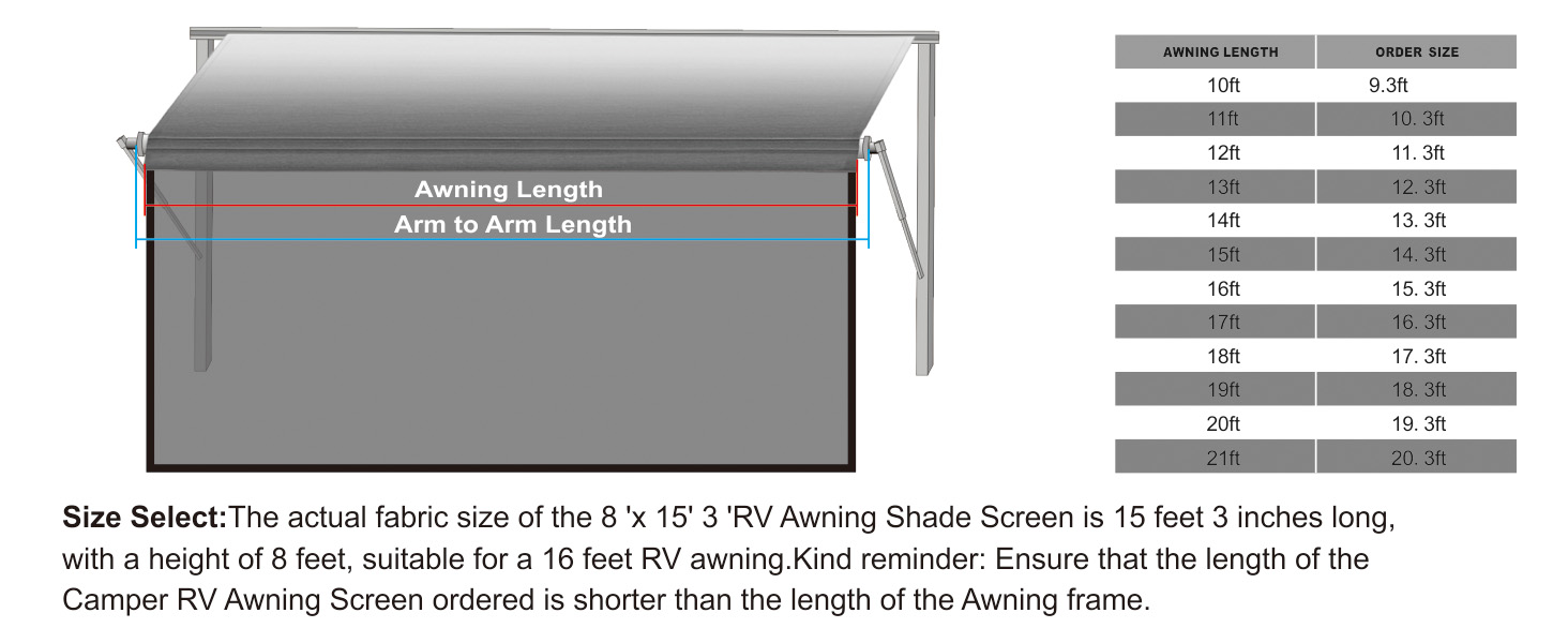 RV Awning Shade Screen RV Awning Sun Shade Screen Camper RV Awning Screen Front RV Awning Screen