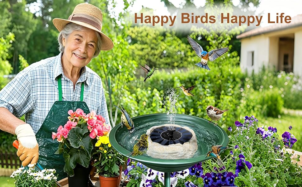 solar bird bath fountain pump thoughtful gift parents grandma gardeners bird watchers yard decor