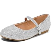 K KomForme Girl's Ballerina Flat Ankle Strap Dress Ballet Flat Shoes(Toddler/Little Kid/Big Kid)