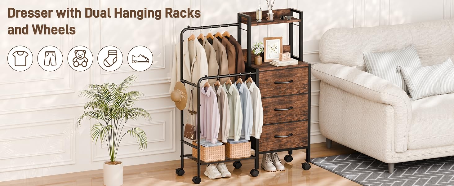dresser with clothes rack-1