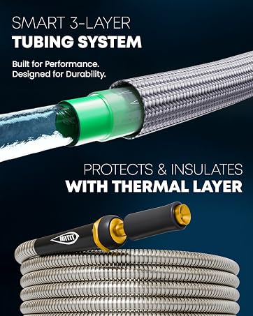 TITAN Garden Hose 100FT – Lightweight Flexible Garden Hose, Kink-Free, Non-Expanding Water Hose w...