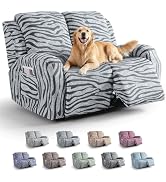 VANSOFY Recliner Chair Covers 4-Pieces, Stretch Zebra Stripe Recliner Cover Washable Soft Furnitu...