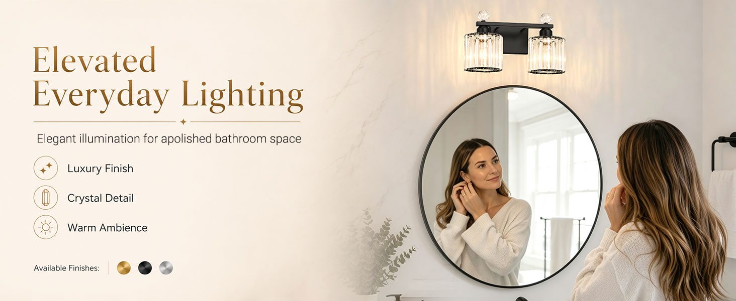 1 black bathroom light over mirror