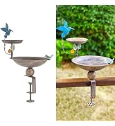 CaliDecor 44" H Bird Bath and Feeder for Outside, 3 in 1 Metal Birdbaths for Outdoors, with 4-Pro...
