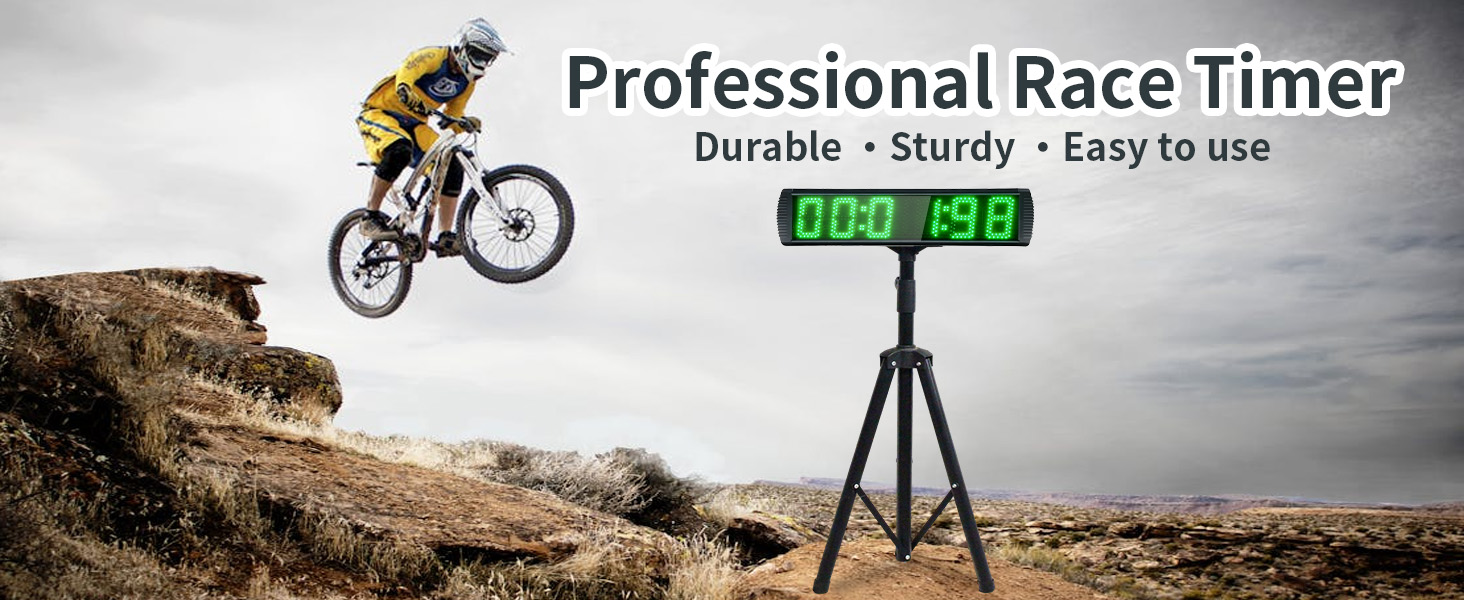 race timing clock with tripod