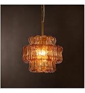 AEULYTIR Modern Alabaster Chandelier 48 Inch 12 Lights, 2 Tiers Rectangle Spanish Marble Large Ha...