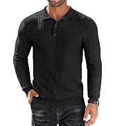 COOFANDY Men's Knit Polo Shirts Long Sleeve Sweater Polo Lightweight Fashion Casual Collared T Sh...