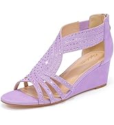 Gufobela Women Wedge Sandals Sparkly Rhinestone Open Toe Fashion Dressy Sandals Evening Wedding P...