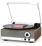 Vinyl Record Player with Built-in Speakers 3-Speed Vintage Record Player Bluetooth Portable Suitc...