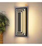 ZSMAIKU Modern Outdoor Square Wall Sconce LED,15.7 in Waterproof Patio Wall Light Fixture,Exterio...