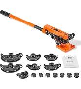 VEVOR Pipe Tube Bender, 3/8" to 1" Manual Pipe Tube Bender, with 7 Dies, Heavy Duty Tube Bender T...