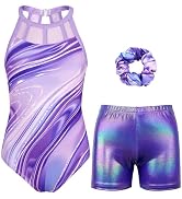 JOYSTREAM Gymnastics Leotards for Girls With Shorts Sparkly Ballet Dance Mesh Tank Activewear