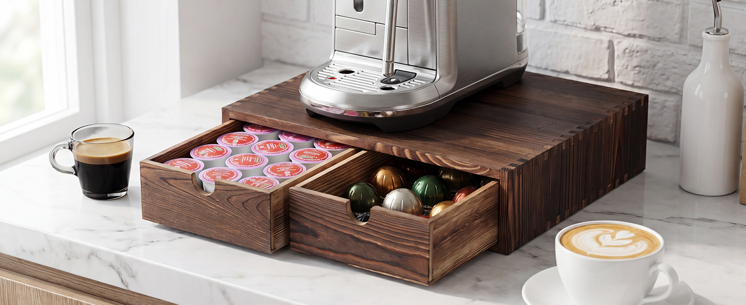 Wood Coffee Station Organizer