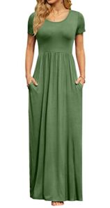 DB MOON Womens 2026 Summer Maxi Dresses Casual Short Sleeve Empire Waist Spring Long Dress with Pockets