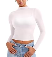 YEOREO Womens Sheer Tops Long Sleeve See Through Tops Mock Neck Slim Fit Workout Shirt Jamy Going...