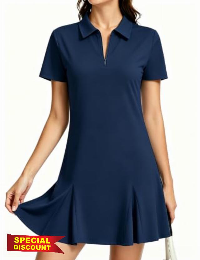 LURANEE Golf Dress for Women Athletic Short Short Sleeve Tennis Dresses with Shorts and Pockets Flowy Golf Outfits
