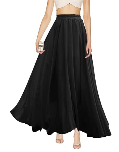 28 Women Full/Ankle Length Elastic Pleated Retro Maxi Chiffon Long Ski