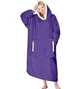 yescool Wearable Blanket Hoodie, Flannel Sherpa Fleece Blanket Sweatshirt for Adults Women Men, B...