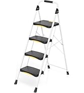 Urackify 3 Step Ladder, Folding Steel Step Stool with Safety Lock, Anti-Slip Wide Pedals, Pass 80...