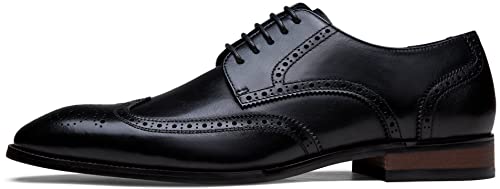 Jousen Men's Dress Shoes Leather Wingtip Formal Business Oxford Shoes Brogue Retro Derby Dress Shoes for Me