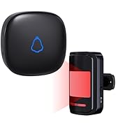Wireless Motion Sensor Alarm Indoor, 1 PIR Detector + 1 Doorbell Chime, METAK Door Motion Activat...