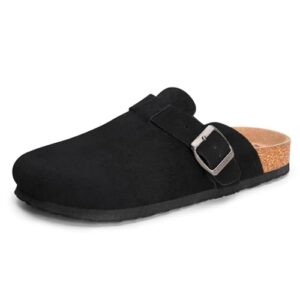 FITORY Mens Suede Clogs with Arch Support，Leather Cork Footed Mules Size 7-14