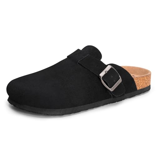 FITORY Mens Suede Clogs with Arch Support，Leather Cork Footed Mules Size 7-14