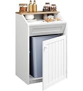 YATINEY Trash Cabinet, Freestanding Trash Can Cabinet, Wooden Recycling with Flip Door, 10 Gallon...