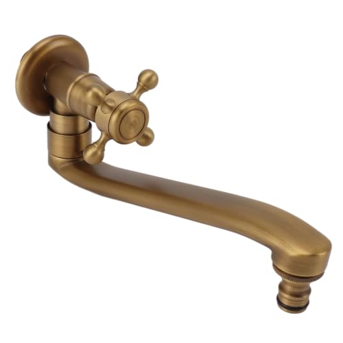 Premium Copper Wall Mount Outdoor Tap with Extended Spout Single Cold Water Control for Courtyard Patio