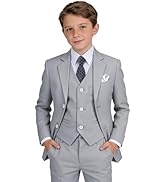 Boys' Suit Kids Formal Tuxedo Suits Set for Boys 6 Piece Dress Clothes Easter Wedding Outfit with...