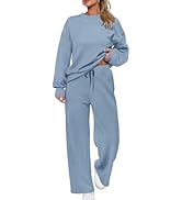 Rianclud 2 Piece Sets for Women Casual Outfits Long Sleeve Sweatshirt Wide Leg Sweatpant Sweatsui...