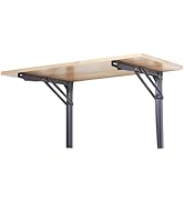 Ultrawall 24 inch Black Sturdy Folding Shelf Brackets, Heavy Duty Adjustable Steel Wall Mounted C...