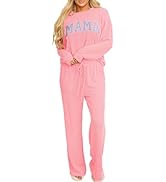 Opemiby Womens Ribbed Pajama Sets Long Sleeve Top and Shorts Matching Lounge Set Loungewear Sweat...
