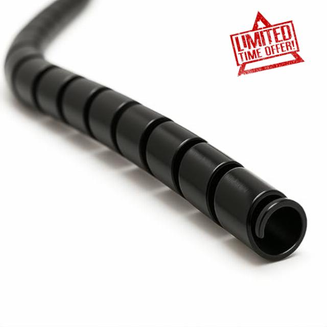 Electriduct 3/8 Inch Heavy Duty Spiral Wrap HDPE Flexible Plastic Cable Sleeve Hose Protector - 100 Feet - Black