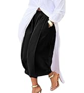 Rianclud Womens Wide Leg Palazzo Pants Cropped High Waisted Baggy Pants Flowy Trendy Lounge Pant ...
