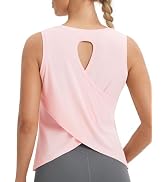 baleaf Women's Open Back Workout Top Short Sleeve Athletic Shirt UPF50+ Quick Dry Lightweight Run...