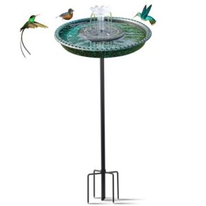 Stable Stylish Design with 5-Prong Base Stake Plastic Bird Bath for Outside Patio Yard Garden(Gift)