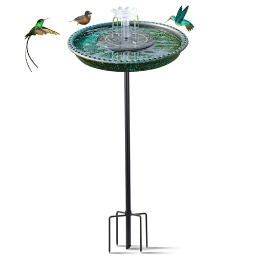 Stable Stylish Design with 5-Prong Base Stake Plastic Bird Bath for Outside Patio Yard Garden(Gift)