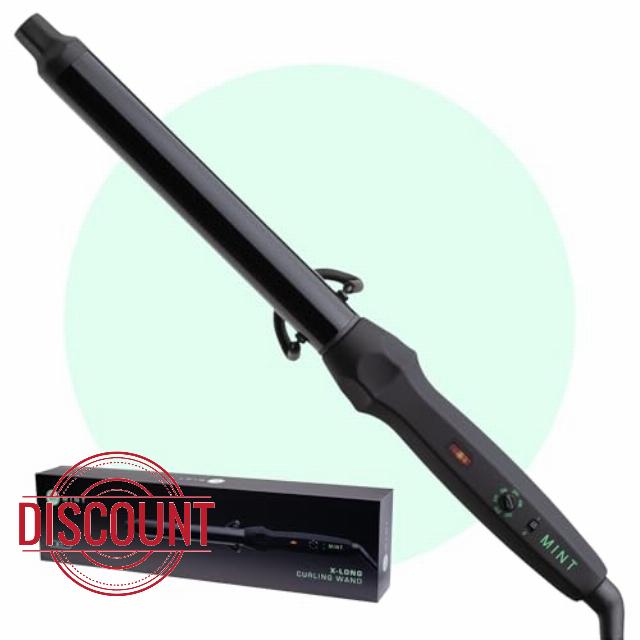 MINT Professional Clamp-Free Curling Wand 1 Inch for Long Hair | Extra Long Curl Wand w 4-Heater Ionic Ceramic Tourmaline Barrel | Best Curling Wands | Adjustable 230-430°F | Worldwide Dual Voltage