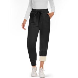 CAMPSNAIL Fleece Lined Sweatpants Women - Joggers for Women with Pockets High Waisted Thermal Winter Warm Pants for Snow