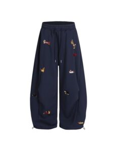 Aelfric Eden Embroidery Puppy Baggy Barrel Sweatpants Casual Y2K Elastic Drawstring Unisex Wide Leg Pants Lantern Trouse