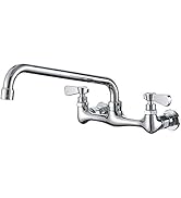 BWE Kitchen Faucet Wall Mount Commercial Sink Faucet Kitchen Utility Laundry 8“ Swivel Spout 2 Du...