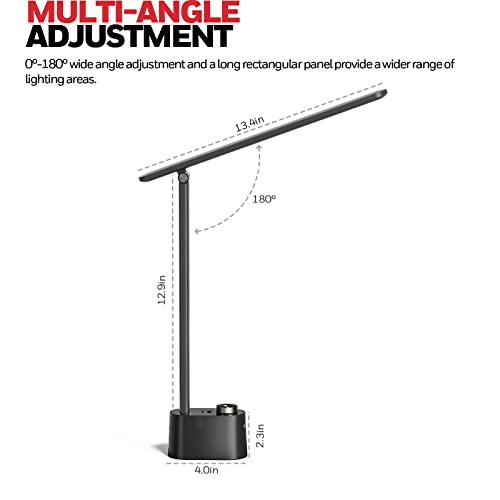 3 Color Modes Dimmable Table Lamp for Home Office Reading(Black)