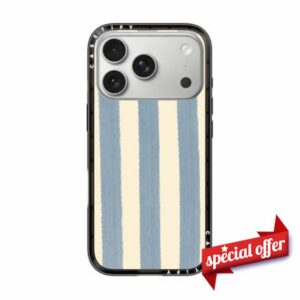 CASETiFY for iPhone 17 Pro Case - Compact Compatible with MagSafe | Slim and Sleek | 4ft. 2x Military Grade Drop Protection | Blue Stripes | Black