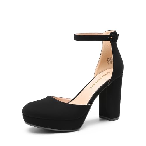 DREAM PAIRS Women's Platform Chunky High Heels Closed Toe Block Ankle Strap Dress Bridal Party Wedding Shoes