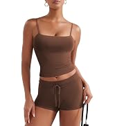 YEOREO Womens 2 Piece Lounge Sets Tank Tops Cami Shorts Matching Sets Summer Outfits Elastic Wais...
