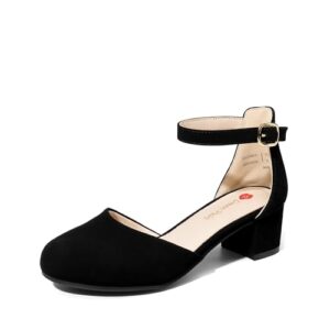 DREAM PAIRS Girls Dress Shoes Closed Toe High Heels Ankle Strap Toddler Little Big Kid Wedding Flower Party Pump