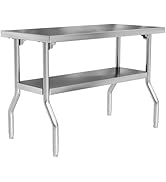 Chingoo Stainless Steel Equipment Stand, 24" x 24" x 26" NSF Work Table with 3-Sided Backsplash a...