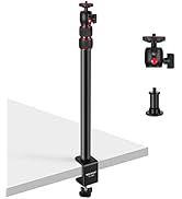 NEEWER TL253A+DS001 Table Camera Tripod with 2 Telescopic Arms, Phone Holder, Ball Heads, Screw A...