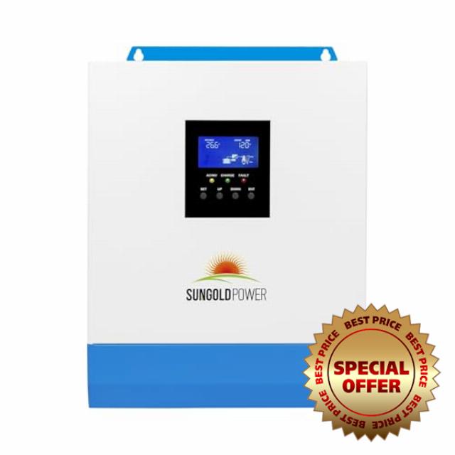 3000W DC 24V Pure Sine Wave Solar Inverter with 80A MPPT Solar Charger(MPPT voltage range 120V-400Vdc)